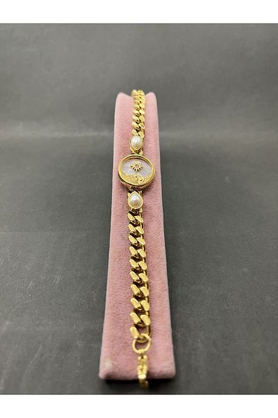 Balzamin Design Tarnish-free stainless steel enameled pearl model moon star thick chain steel bracelet