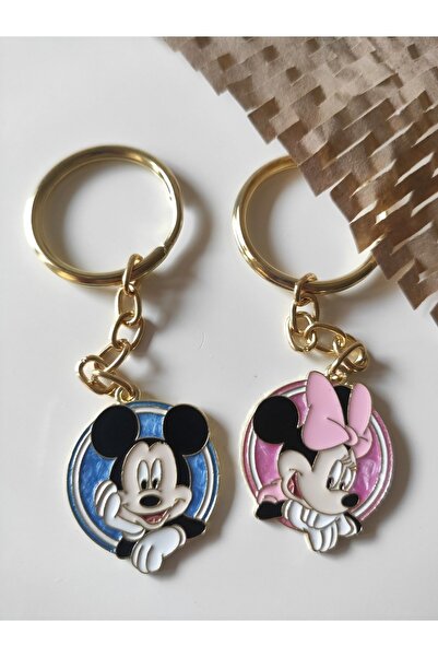Esey Dizayn Mickey Mouse ve Minnie Mouse Çift Anahtarlık