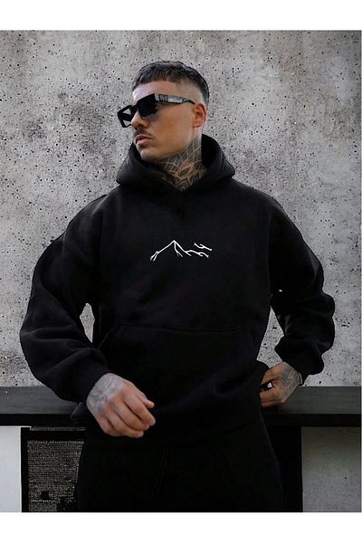 BENROMA Unisex Oversize Sweat - Mountain Printed