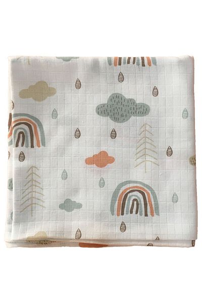 Mutlu Gün Marketi 5 Piece Muslin Blanket Set for Newborn Baby - Rainbow Figured