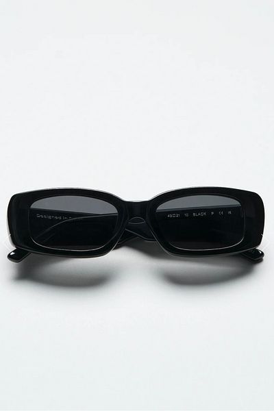 roscoe Rectangle Unisex Vintage Black Sunglasses