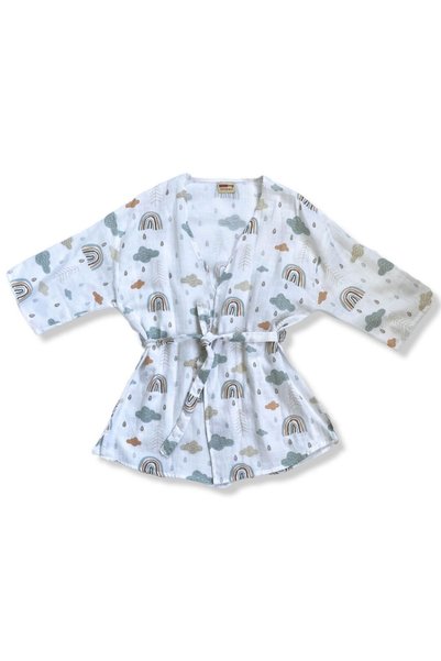 minidjique Muslin Kimono Short Rainbow Figured
