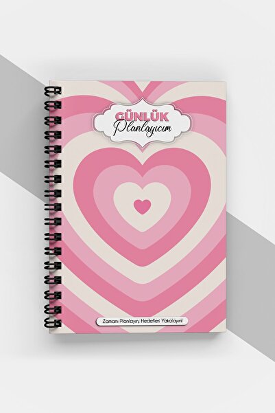 markcat مخطط يومي بنمط قلب وردي - 90 صفحة - جدول أعمال غير مؤرخ (A5) دفتر تخطيط