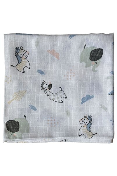 Mutlu Gün Marketi Muslin Blanket Newborn Baby Set 5 Pieces with Happy Animals Figures