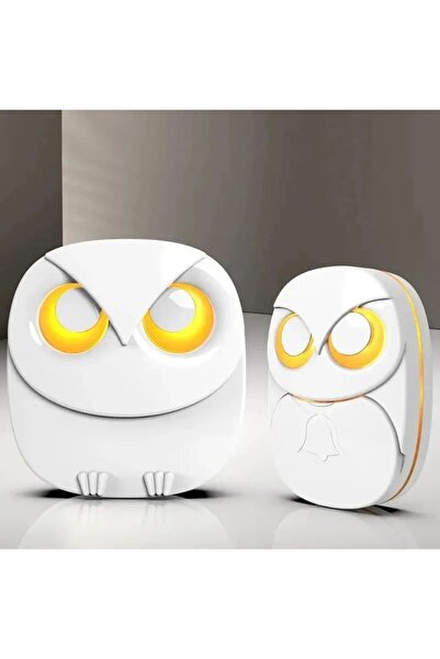 TechTic Lüx 1Buton 1Alıcı Kablosuz Kapı Zili Baykuş Şekilli Işıklı Uzun Mesaf...