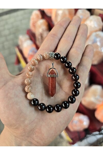 NBS Beautiful Naturel Stones تصميم شمسي من حجر الجرانات للجنسين - سوار وقلادة...