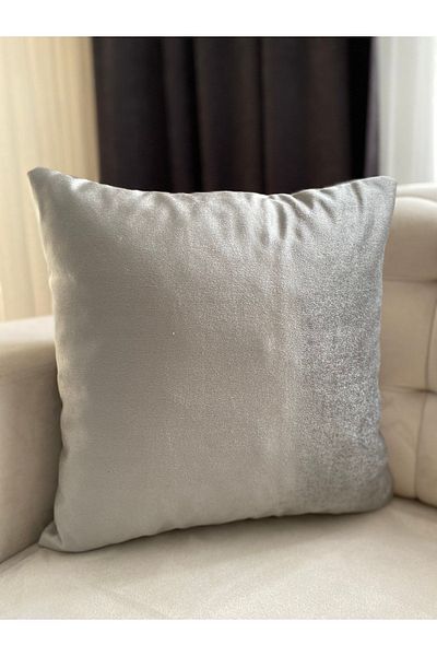 Parla Life Silver Color Shiny Velvet Throw Pillow Cover
