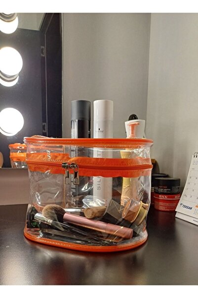 Rof Bag Büyük Boy Fırça Desen Saplı Şeffaf, Tatil, Plaj, Kozmetik, Günlük Kullanım, Makyaj Ve Bakım Çantası