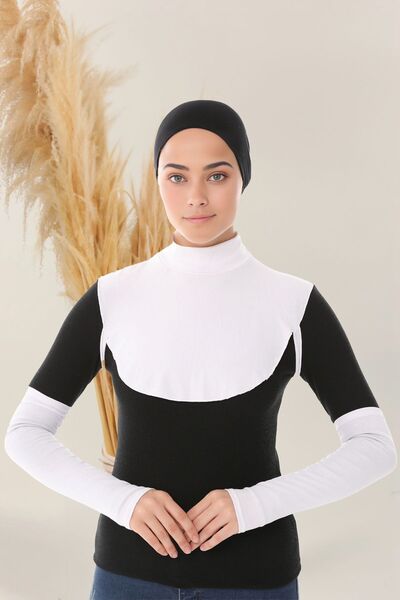 Sonbaharmoda White Hijab Clothing Combed Cotton Arm-neck Collar Set of 2