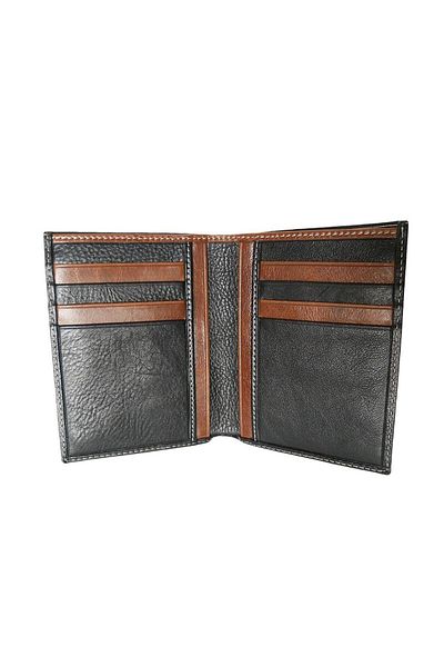 Zenga Original Leather Men's Wallet Thin 708-52 Black Tan Garni