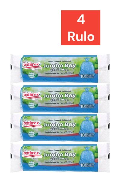 OPTİMEX Garbage Bag Jumbo Size 10 Pieces Roll 4 Pack Leak Proof 1st Quality