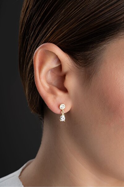 Silvano Jewelry 925 Ayar Gümüş Tektaşlı Damla Küpe