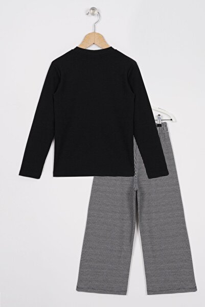 zepkids Black Turtleneck Studded Long Sleeve Girl's Trousers Set
