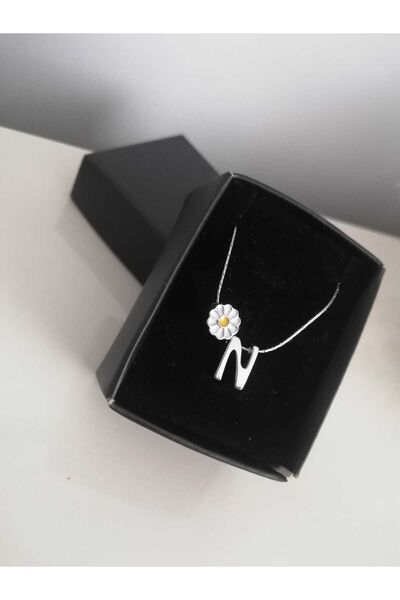 Judas Takı Silver Color Mini N and Initial Women's Necklace