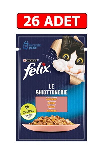 FELIX Somonlu Yaş Kedi Maması 85gr 26 Adet Pouch Kedi Konserve Kedi Islak Maması