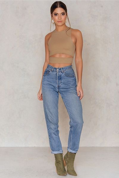 charango Γυναικεία Bodycon Cutout Navel Χαμηλή κοπή αμάνικη μπλούζα Crop Top