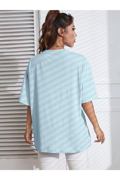 OFFSIDESIGN Verde Albastru Alb Tricou Oversize - Sun Salt Sand Palm Printed Tricou Oversize Femei