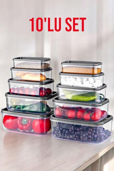 NY HOME Anthracite Set of 10 Ebox Rectangular Food and Food Storage Container