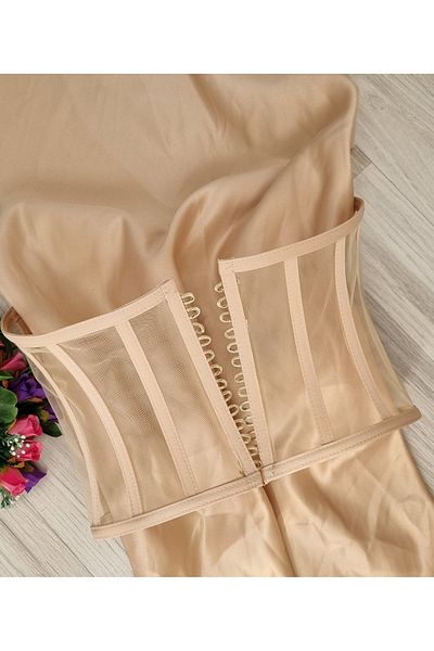 FİYPER Έτοιμο μέγεθος Διαφανές Underwire Laced Bustier - Skin