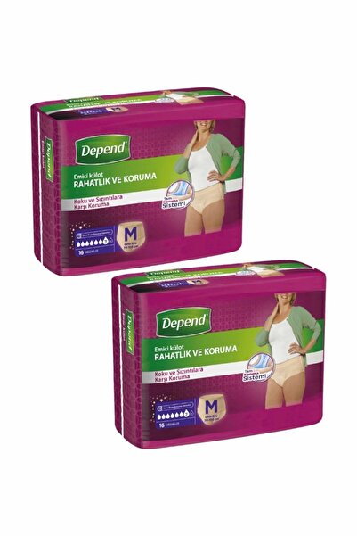 Depend Emici Külot 16'lı Orta Boy Kadın 8+8 2'li Paket