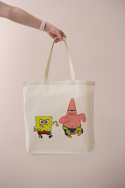 MBEY Spongebob Printed Raw Cloth Bag