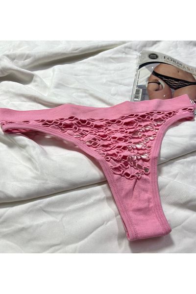 Pi Giyim Women's Seamless Patterned Pink Thong Panties Single Package