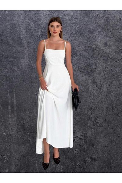 WOMAN VISION Rochie de vară pentru femei de lungime midi cu bretele ajustabile pe spate 003