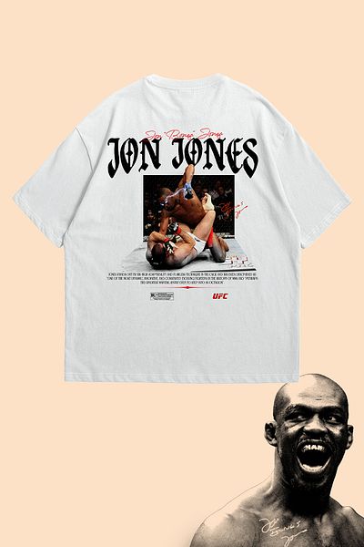 Grove Fashion Tricou unisex cu imprimeu supradimensionat pe spate Jon Jones