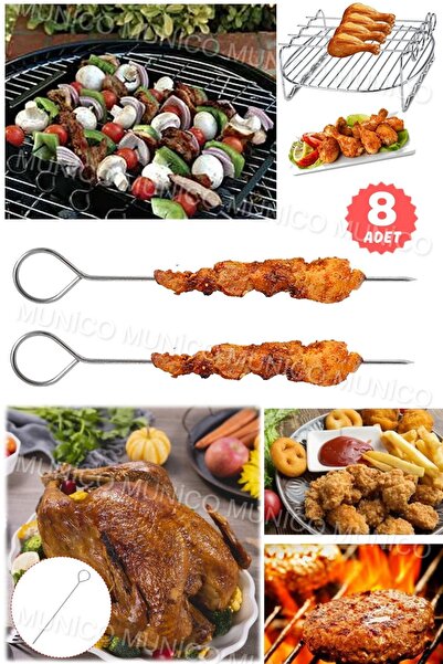 Munico 8 Adet Airfryer Şiş Teli Izgaralara Uyumlu 20 Cm Tel Şişi Isıya Dayanı...