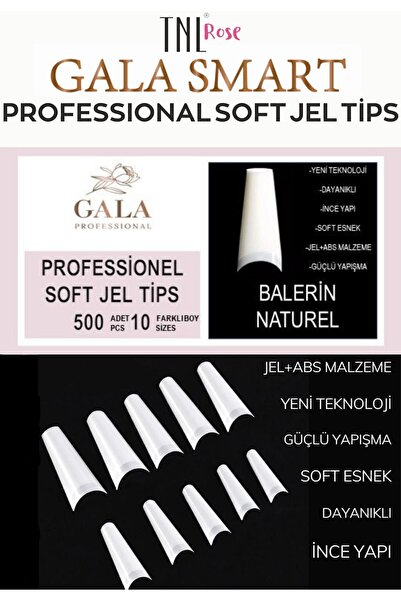 tnl professional Tnl Rose Gala Jel Tips 500'lü Paket Balerin Naturel 10 Farkl...