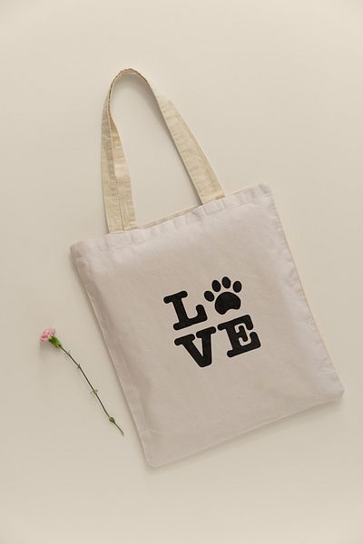 MBEY Love Printed Cat Paw Raw Cloth Bag