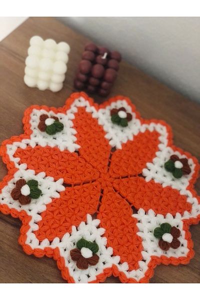 ONTİC Dowry Hand Knitted Flower Motif Bath Loofah