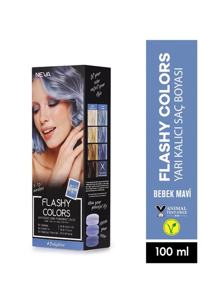 Neva Flashy Colors BEBEK MAVİ Direkt Uygulanan Yarı Kalıcı Saç Boyası 100ml (...