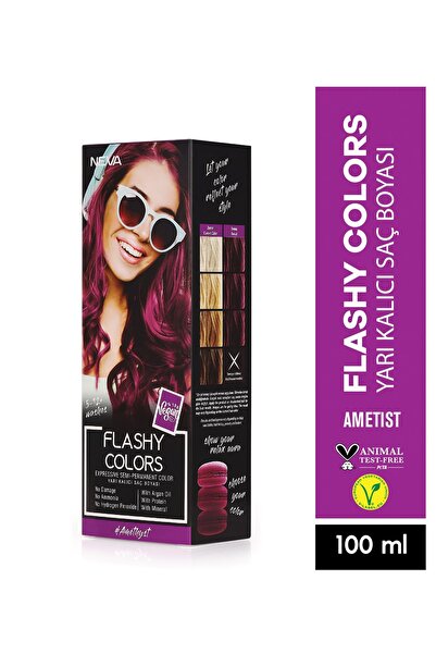 Neva Flashy Colors AMETİST MOR Direkt Uygulanan Yarı Kalıcı Saç Boyası 100ml ...