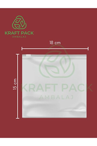 Kraftpack BUZLU  Lamineli , Beyaz Fermuarlı lamineli Kilitli Poşet ,Tekstil Çanta 15X18   Cm -10 Adet