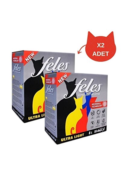 FELES Ada Petshop Feles Natural Tozsuz Karbonlu Kedi Kumu 8 Litre 2 Adet