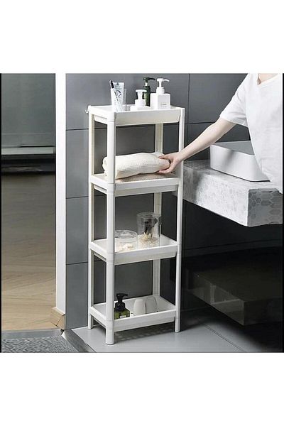 Carpekitchen وحدة رف حمام المطبخ المكونة من 4 طبقات، منظم حمام المطبخ، حامل الشامبو، خزانة المناشف
