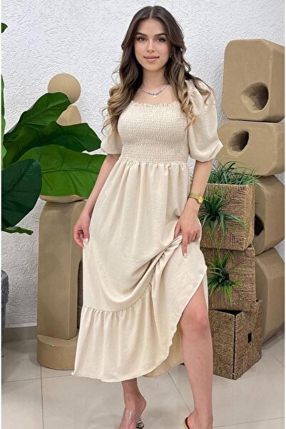 Siyah Kadın Gri Bodrum Model Bel Ve Sırt Gipeli Bürümcük Kumaş Elbise 125 cm ...