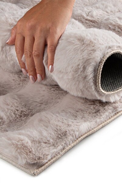 Buhalı Bh Bubble Post Vizon Yumuşak Tüylü Kaymaz Tabanlı Halı