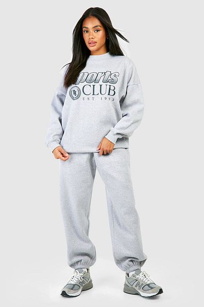 Mythologie Sports Club 1993 - Gray PrintEd Tracksuit SEt Jogger Sweatshirt, RubbEr LEg, CrEw NEck