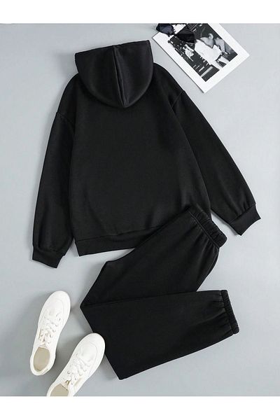 Mythologie Prismatic Triangle Tracksuit - Black Printed Suit Jogger Sweatshirt Elastic Leg Hooded