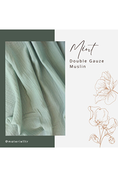 Materiel Çift Katlı Bürümcük Müslin Kumaş Mint