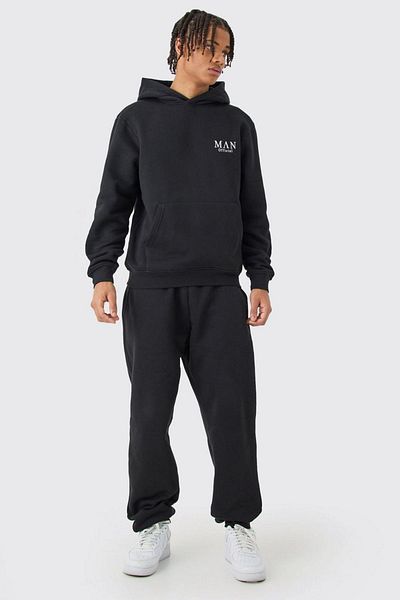 Mythologie Black PrintEd JoggEr SwEatshirt and Elastic HoodiE SEt - Man Official Logo