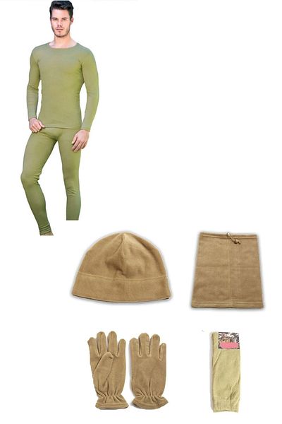 Tutku Military Thermal Nano Lingerie Set - Fleece Beanie Neck Collar Gloves Set