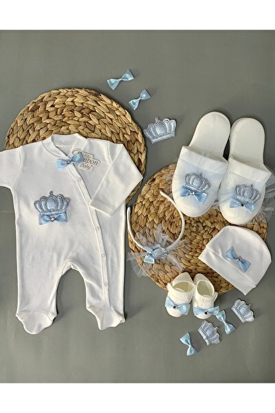 Petite Ponpon Baby طقم بذلة للأطفال حديثي الولادة مع شباشب