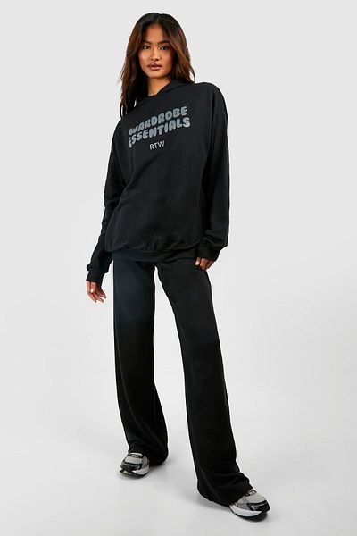 Mythologie Rtw WardrobE EssEntials Black Tracksuit SEt - Jogger Sweatshirt, WidE LEg, HoodEd