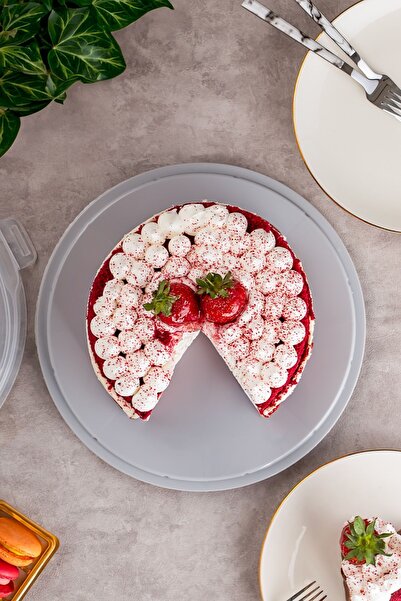 Porsima 1093 Round Cake Pastry Pastry Storage Container - Carrying Jar with Lockable Lid 25 cm