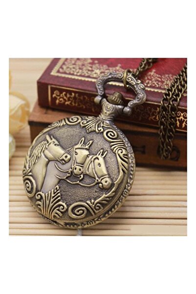 CAVAŞ sun hat 3'lü At Büstlü Kapaklı Paslanmaz Metal Köstekli Saat