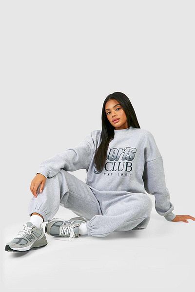 Mythologie Sports Club 1993 - Gray PrintEd Tracksuit SEt Jogger Sweatshirt, RubbEr LEg, CrEw NEck