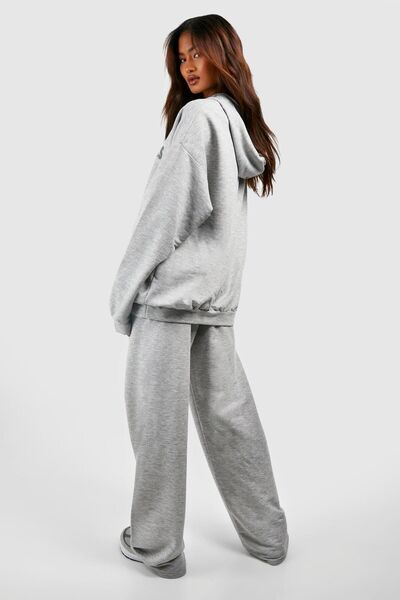 Mythologie Wardrobe Essentials Rtw Eşofman Takımı - Gri Baskılı Takım Jogger Sweatshirt Geniş Paça Kapüşonlu